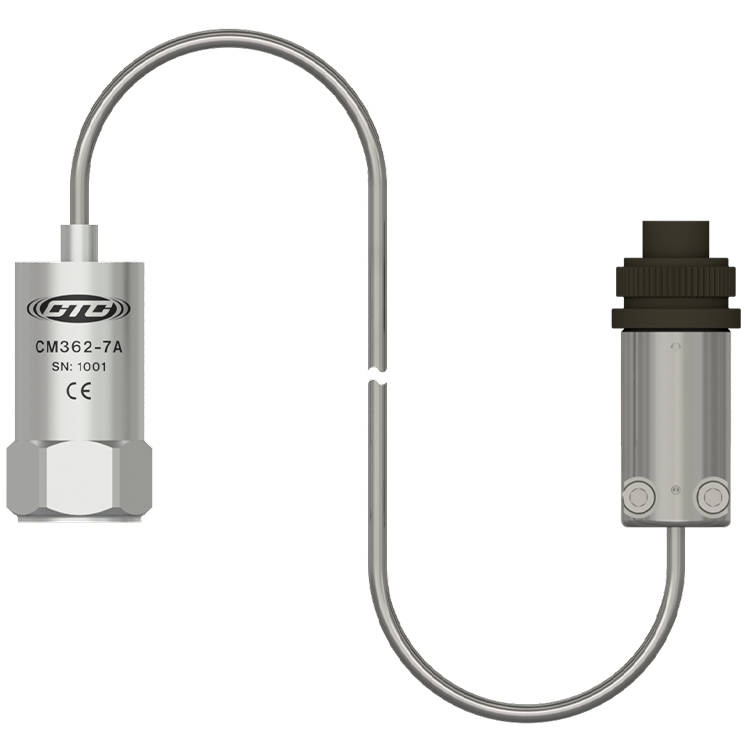 CM362-7A - Acelerómetro de alta temperatura, 650 ° F (343 ° C) Cable integral rígido flexible de salida superior 25 pC / g